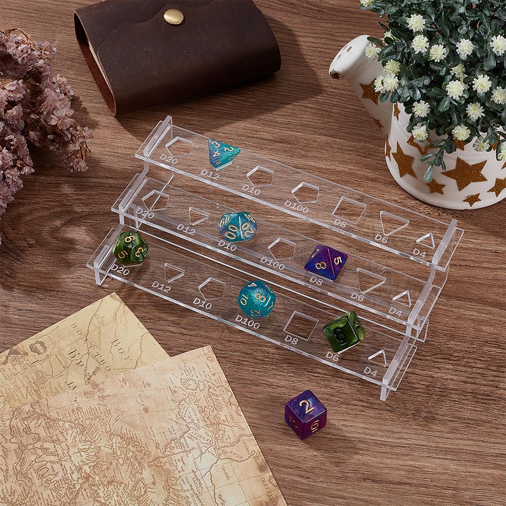 BENECREAT 3-Tier Acrylic Polyhedral Dice Display Riser Racks - Image 4