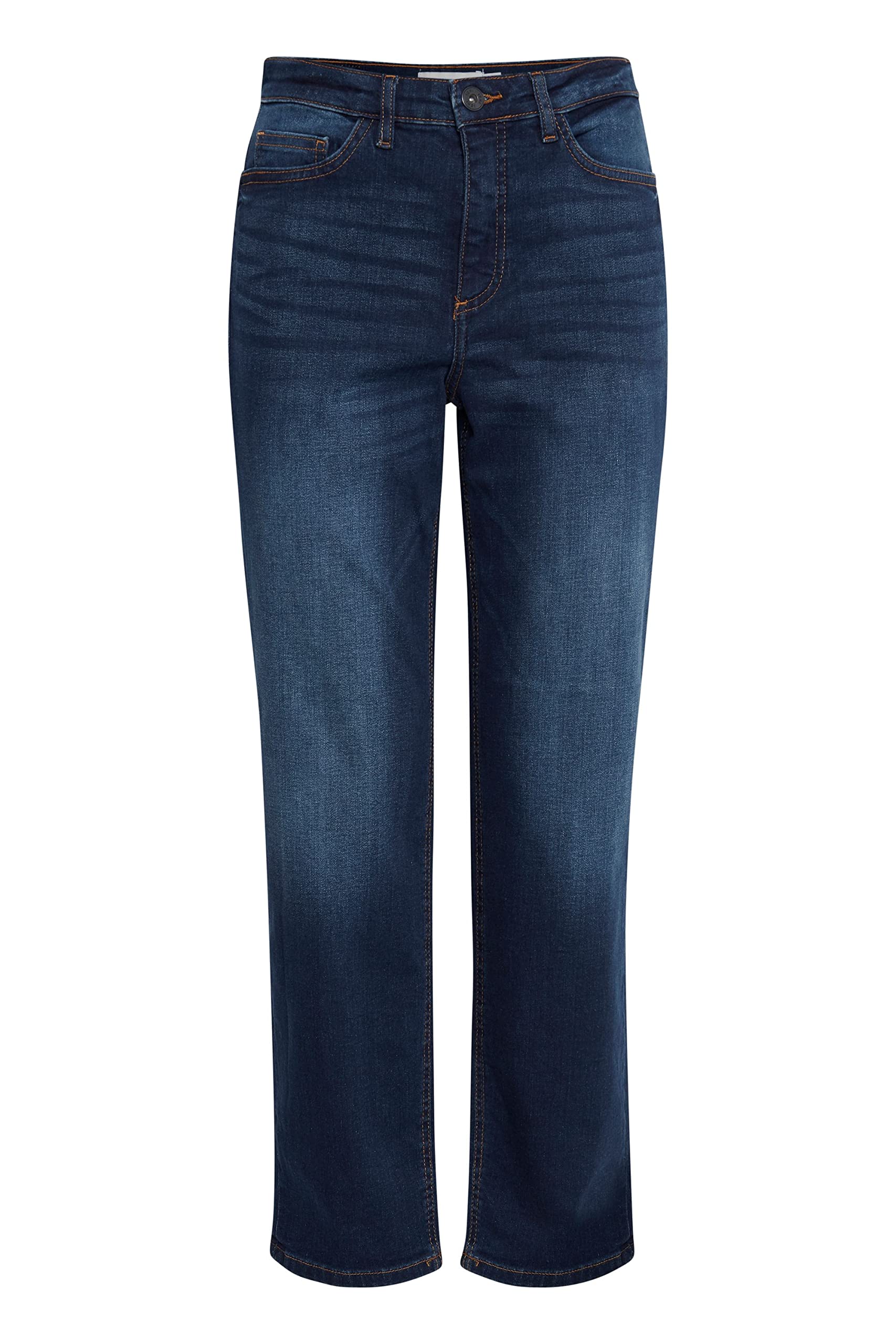 Ichi Women's Blue Straight Fit Jeans, W28, Dark Cropped Jeans Straight Leg