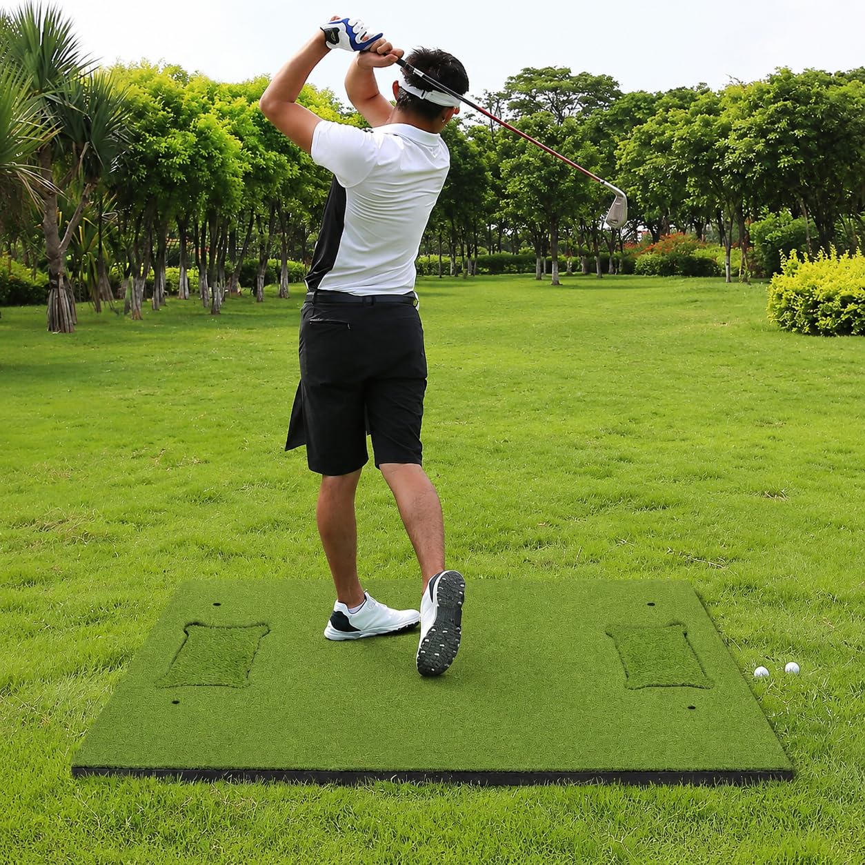 Golfmatte 1.5x1.2m, mit 16mm Kunstrasen & 10mm Schaumbasis, für Indoor Golfsimulator, strapazierfähig, 1,5x1,2m mit 16mm Putting-Gras (#1620)