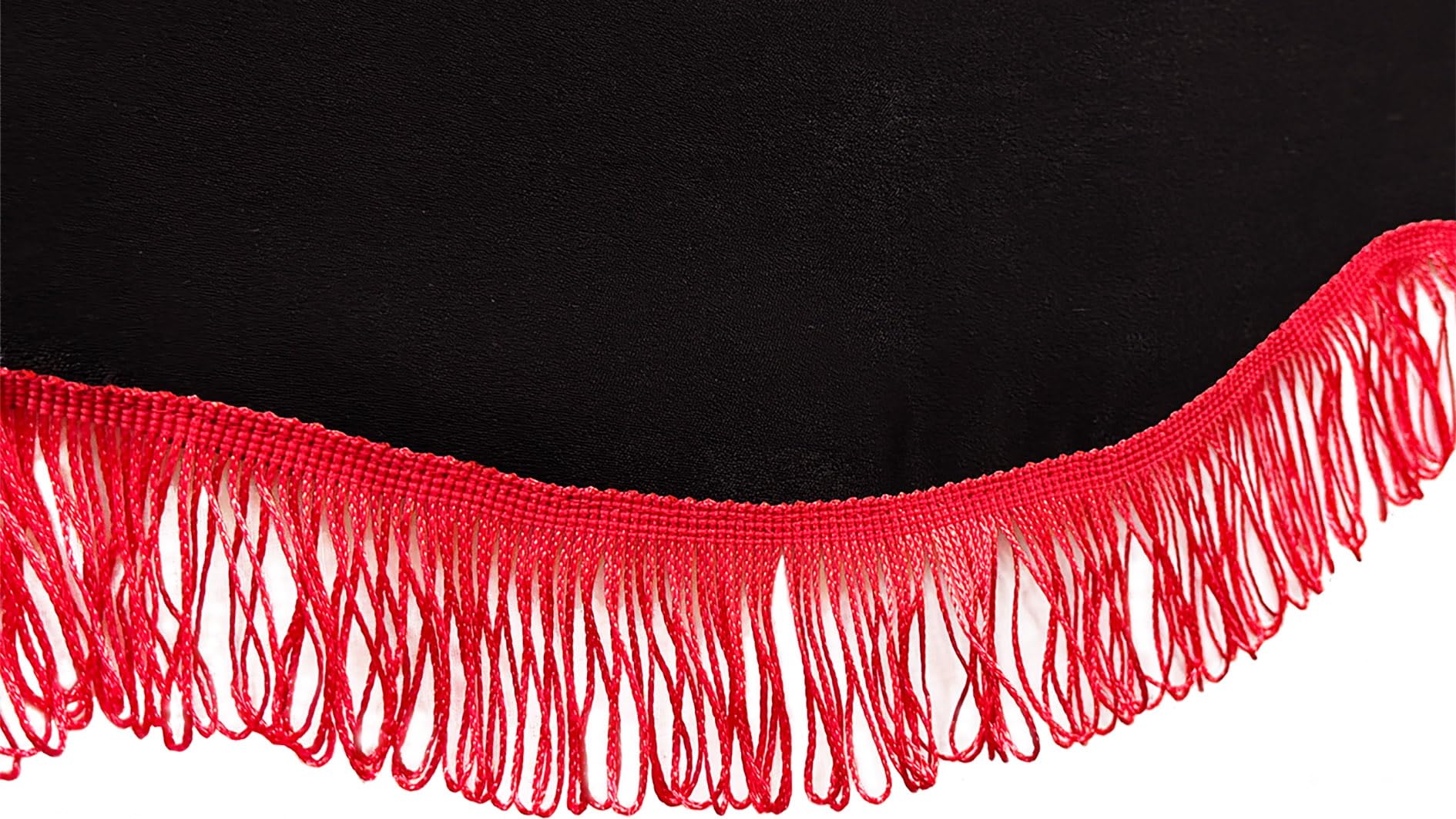 Cortinas para camiones - Juego de 3 piezas en negro con fleco rojo