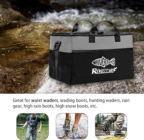 Miniatura 8 de Riverruns Bolsa de pesca con malla ventilada, bolsa de botas de vadeador, mochila de pesca con mosca para pesca, senderismo, camping