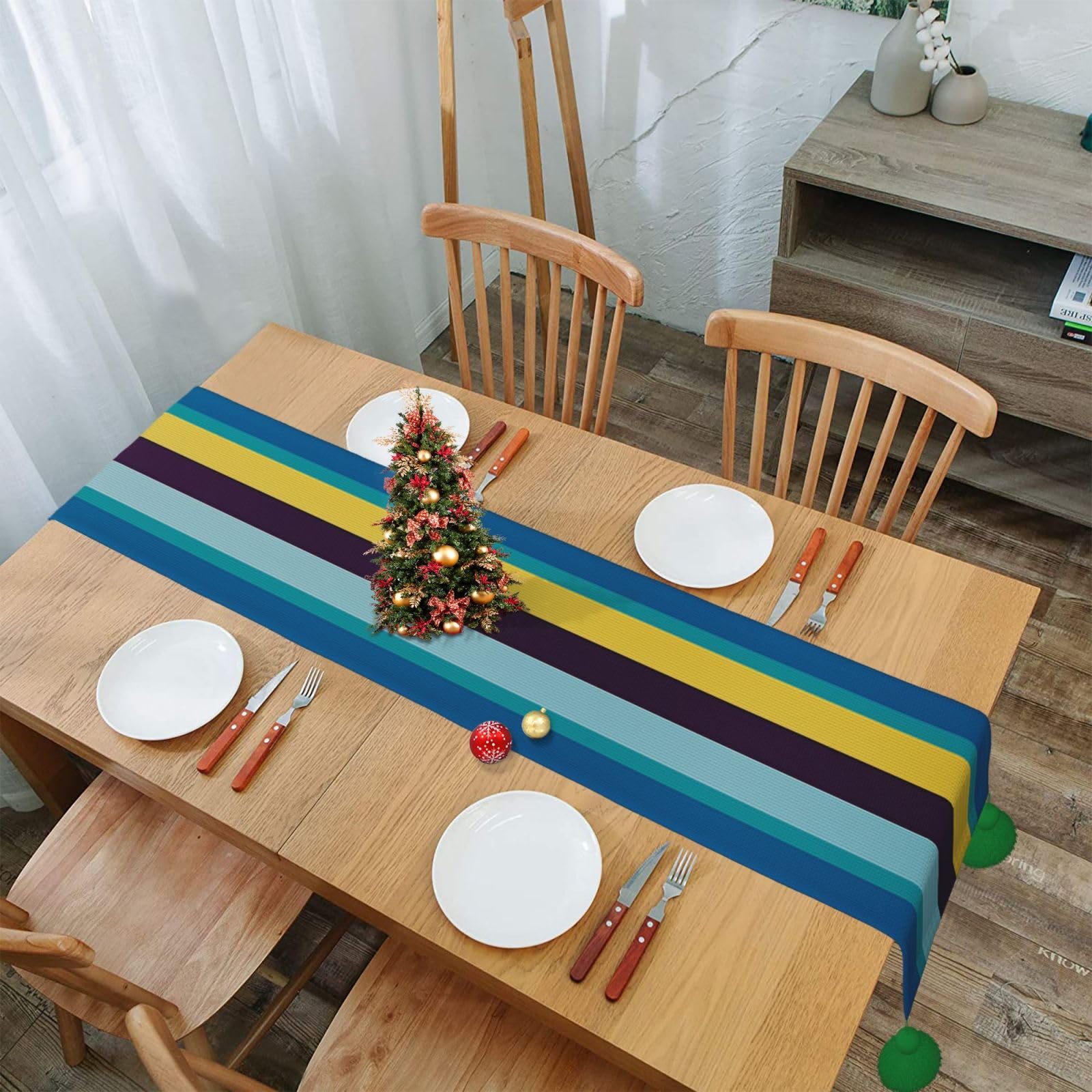 Chemin de table avec franges déco automne rustique chic Noël 152 cm