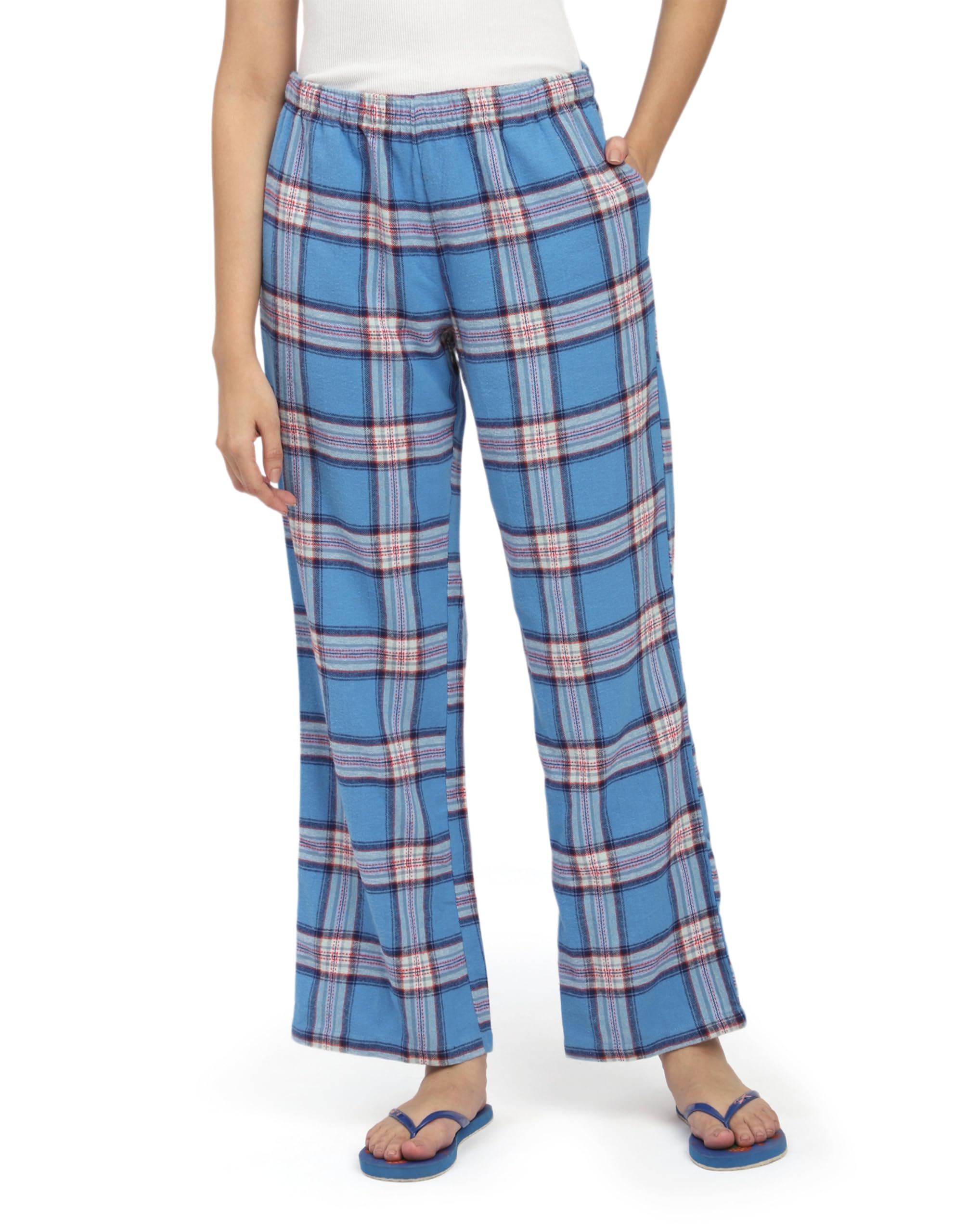 Women's Cotton Blue Checks Lounge Pyjama (Pack of 1) (LWPNT-001-24054-M, Medium, CFL02)-image-19