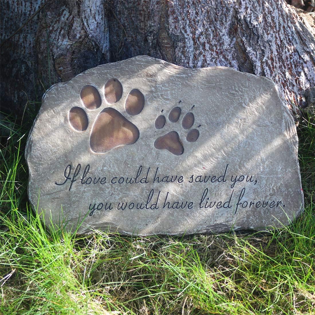 jinhuoba Paw Prints Dog Pet Memorial Stones, Pet Garden Stone Grave Marker for Dog or Cat, Hand-Painted Pet Memorial Gift Loss Gifts Sympathy Gifts for Dogs or Cats Indoor or Outdoor, 11" x 8"