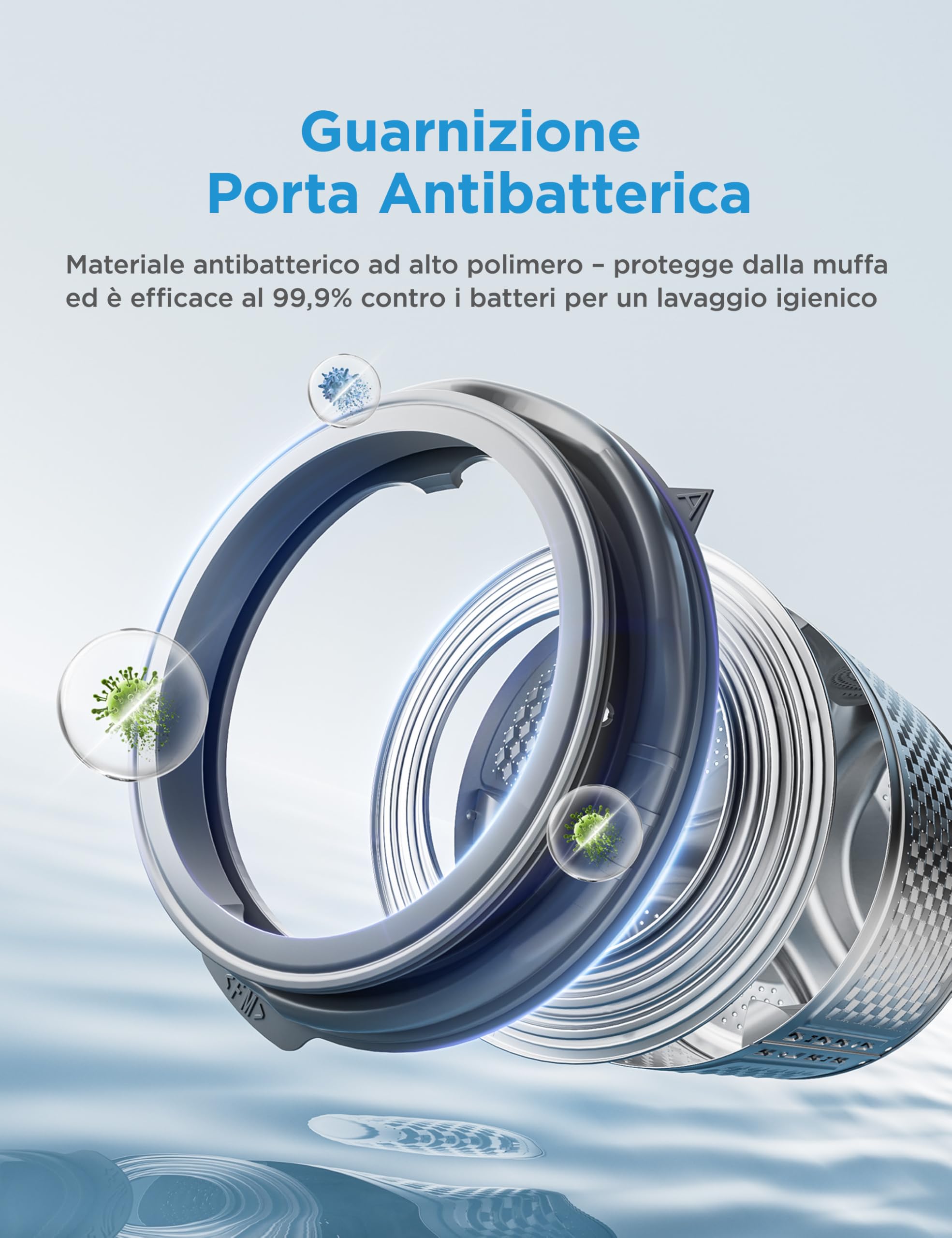 Midea Lavatrice Carica Frontale,10 kg,Classe A-10%, 1400 Giri,Silent Inverter Motor,Rimozione Peli di Animali,Vapore Igienizzante,Programma Sport,Bianco - MFV3EW100BA10