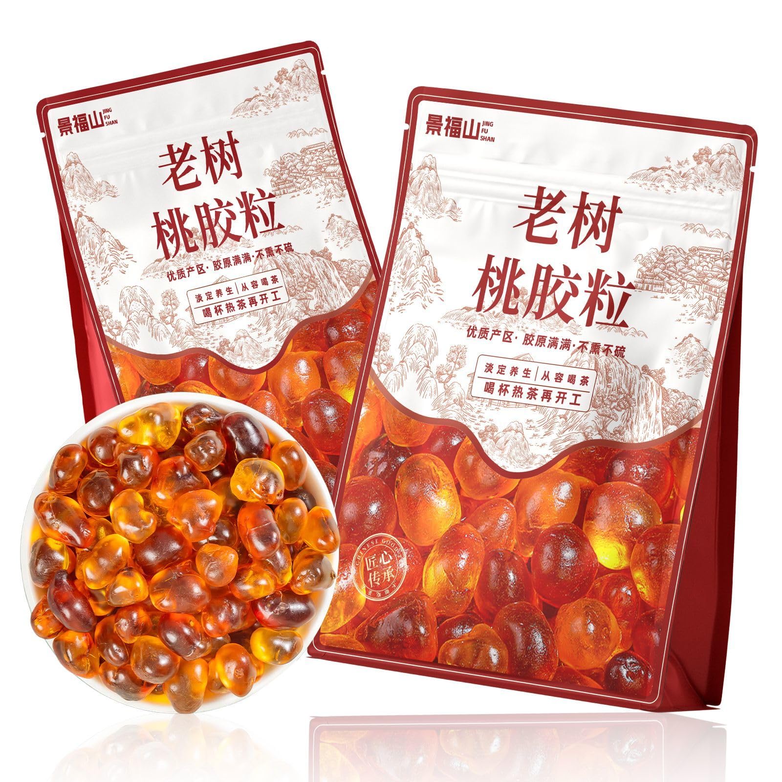 Natürlicher Pfirsichgummi, 250g*2, Taojiao für Desserts & Getränke, einfach zu verwenden, Zutat für Desserts und Suppen
