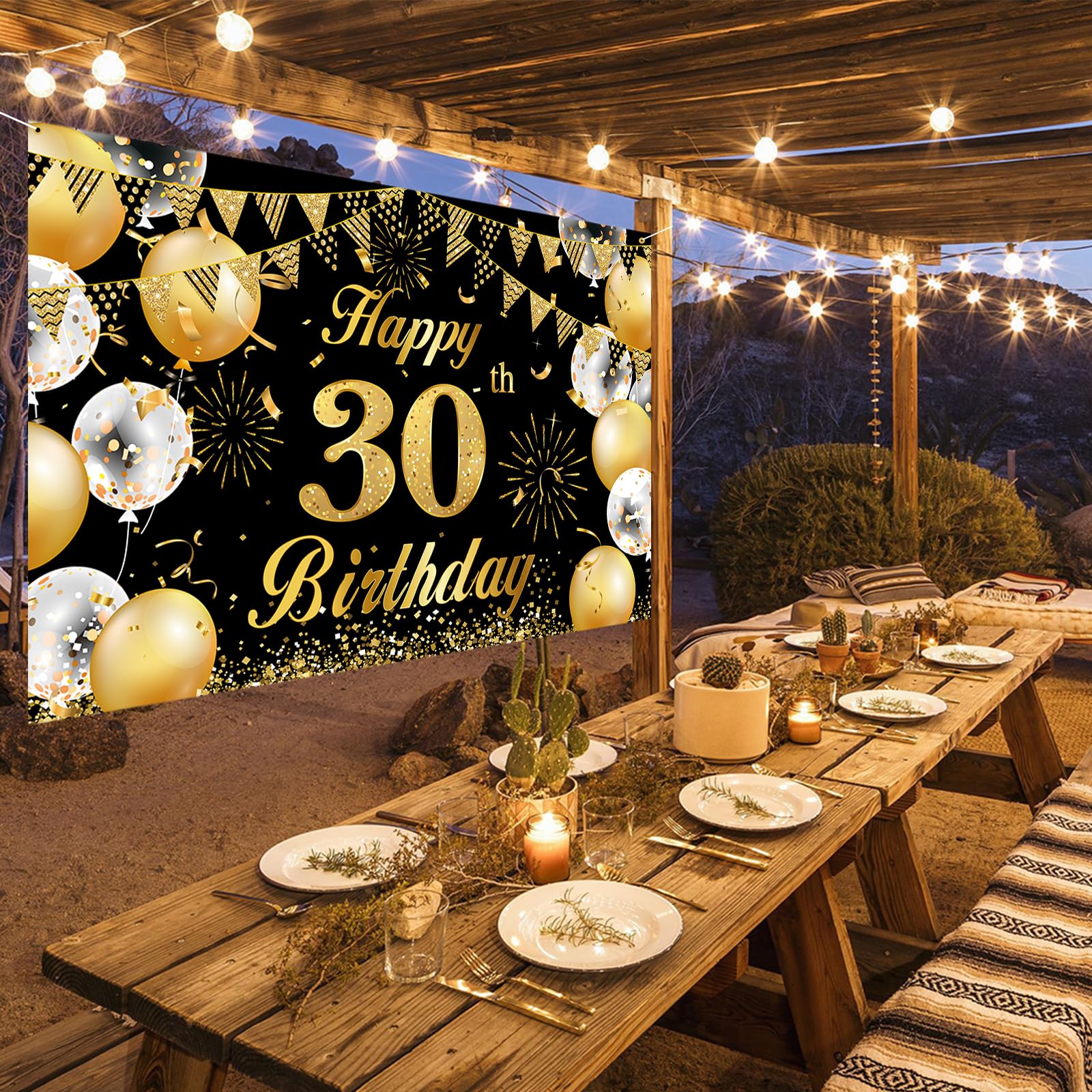 30. Geburtstag Banner – Vorgefertigt, Gold & Schwarz, 5,2 Fuß Lang, Perfekt Für Die Party-Dekoration