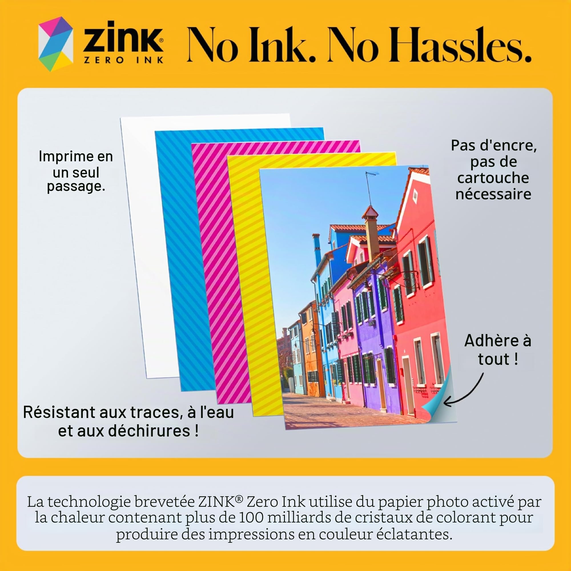 Kodak Step Slim Imprimante Photo Mobile instantanée - Kit : 20 Paquets de Papier Zinc, étui