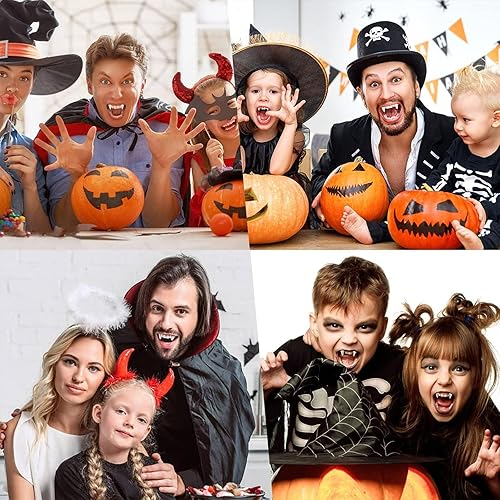 Miniatura 5 de 2 pares de colmillos de vampiro zombi retráctiles de Halloween, reutilizables, espeluznantes dientes falsos, disfraz de Halloween, fiesta de