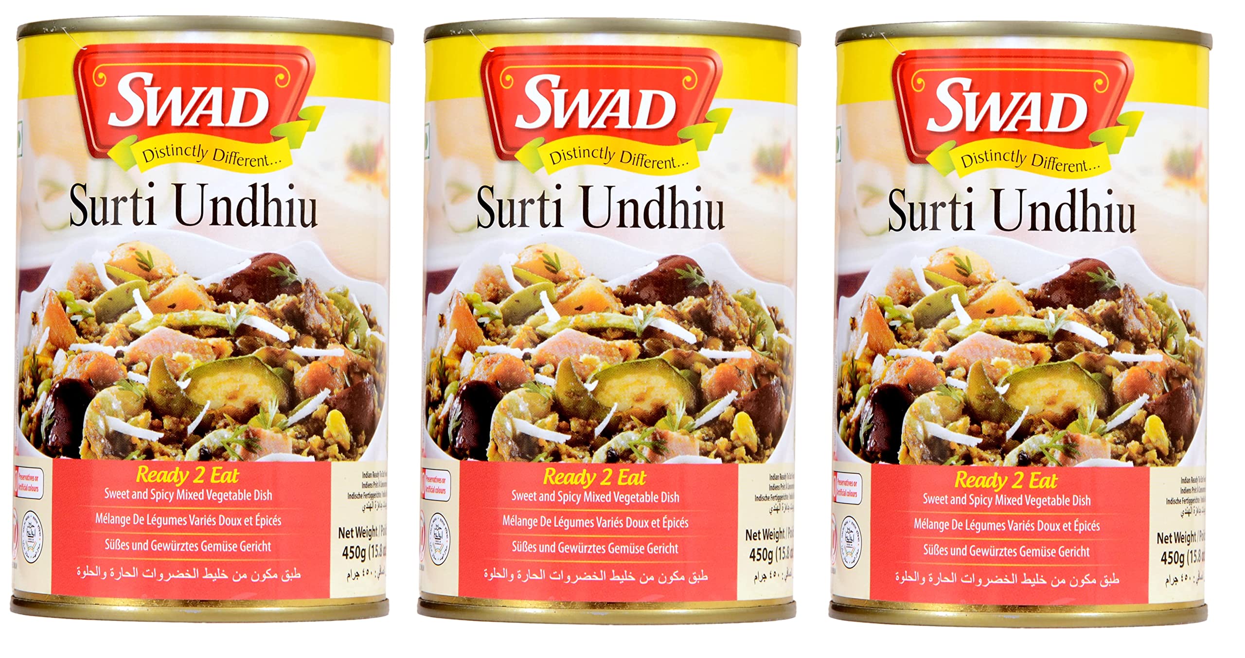 Swad Ready to Eat Surti Undhiu Instant Mix Vegetarian Heat & Eat with No Added Preservative - 450 Grams (Pack of 3)