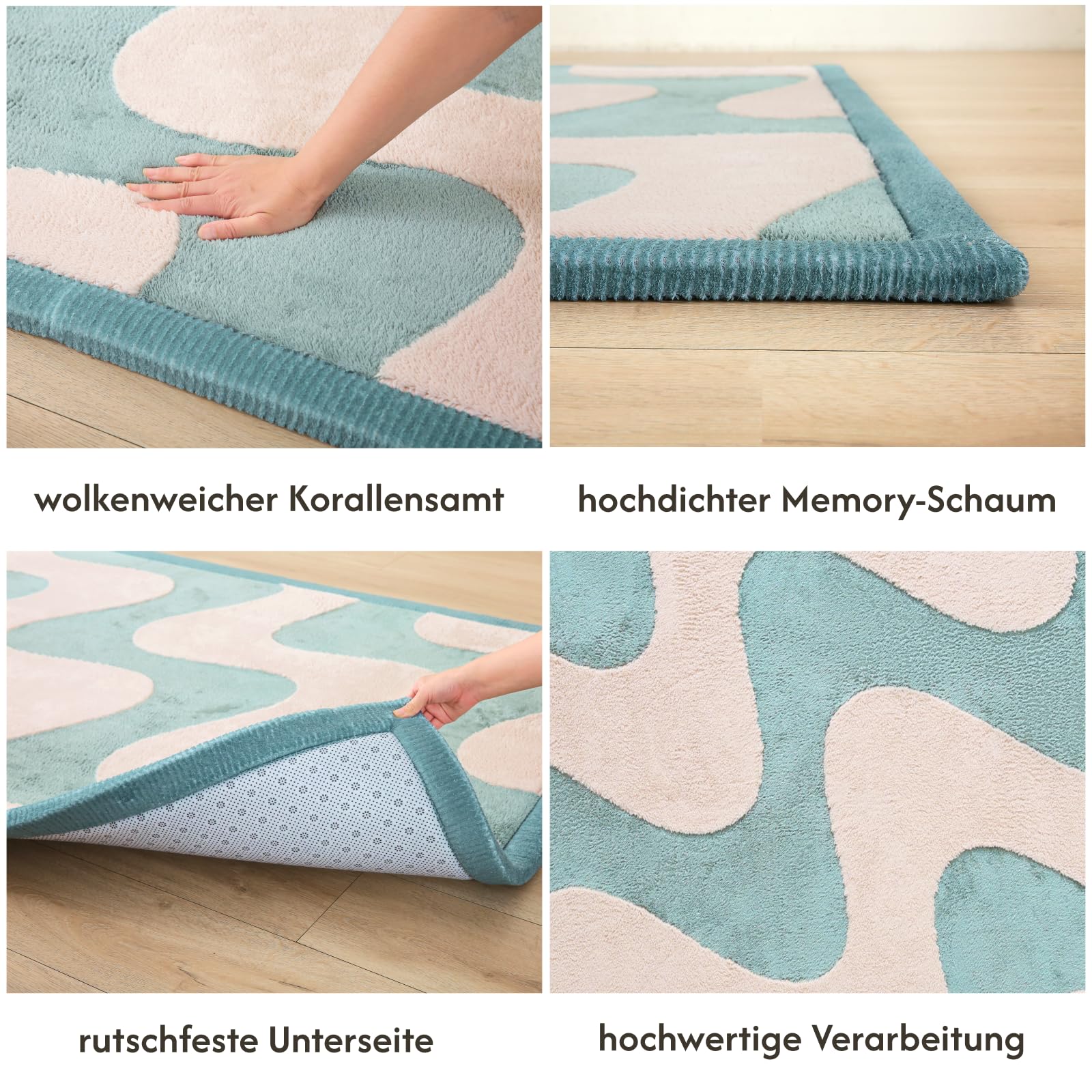 Wolkenweiche Spielmatte Baby 280x200x2,5cm, Wellen, Tatami Matte | Teppich für Kinderzimmer mit hochwertigem Hochdichter Polyurethan – Krabbelmatte Baby mit Rutschfester Unterseite