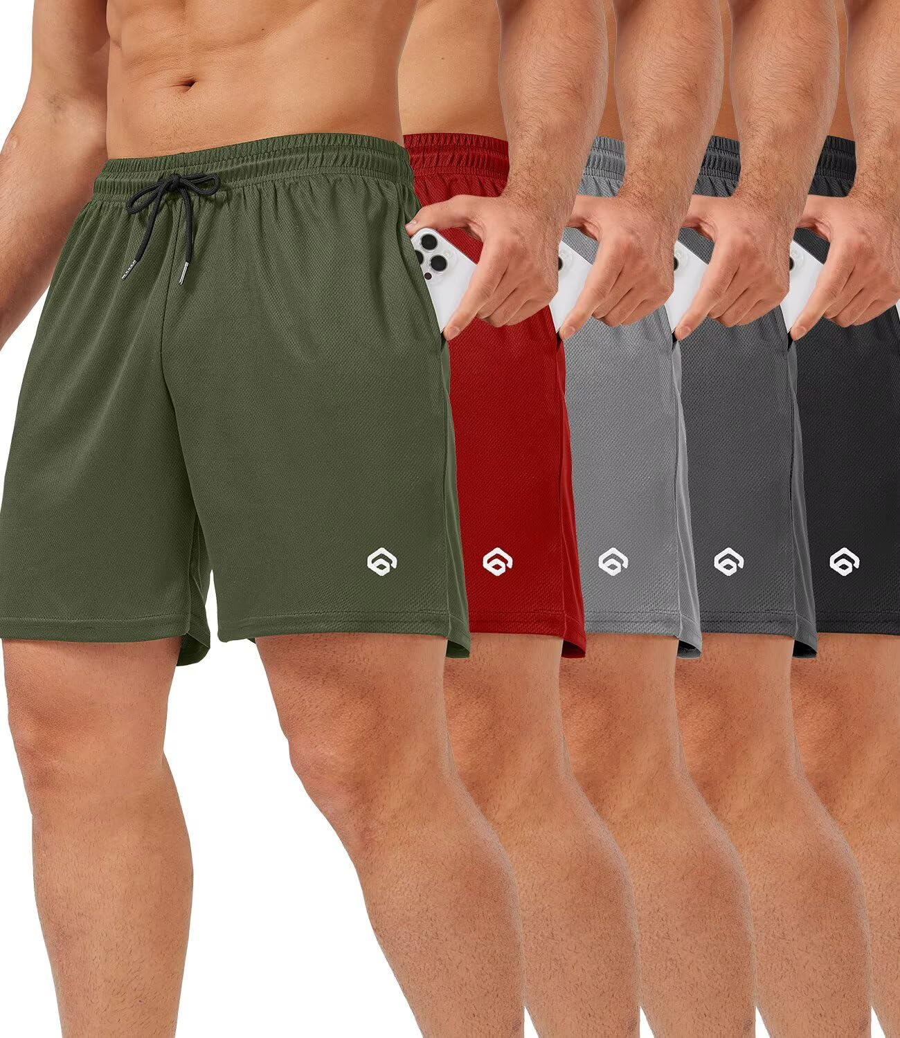 lomsoe 5 Pack Gym Shorts Men 5 Inch Quick Dry Mesh Shorts Men Lightweight Training Athletic Running Shorts with Pockets