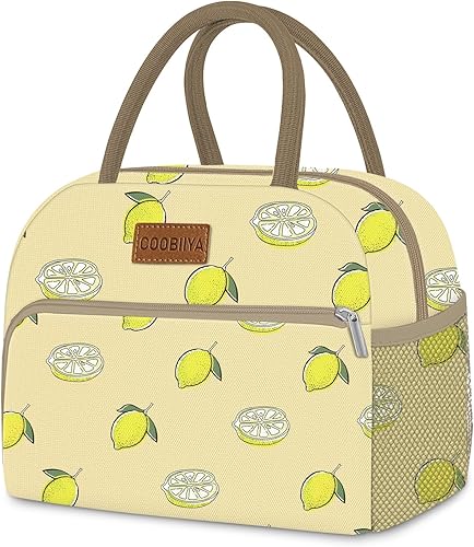 Miniatura 42 de Coobiiya Bolsa de almuerzo para mujeres y hombres, lindas bolsas de almuerzo de corduroy con aislamiento térmico reutilizables, bolsa de almuerzo de