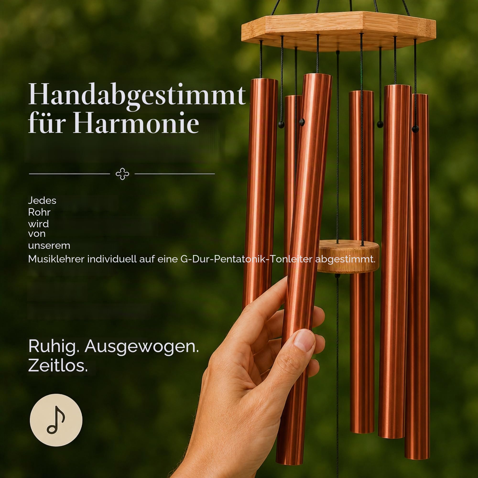 Windspiel für Menschen, die ihre Nachbarn mögen, beruhigende melodische Töne und solide konstruiertes Bambus/Aluminium-Glocke, Veranda, Garten oder Hinterhof.
