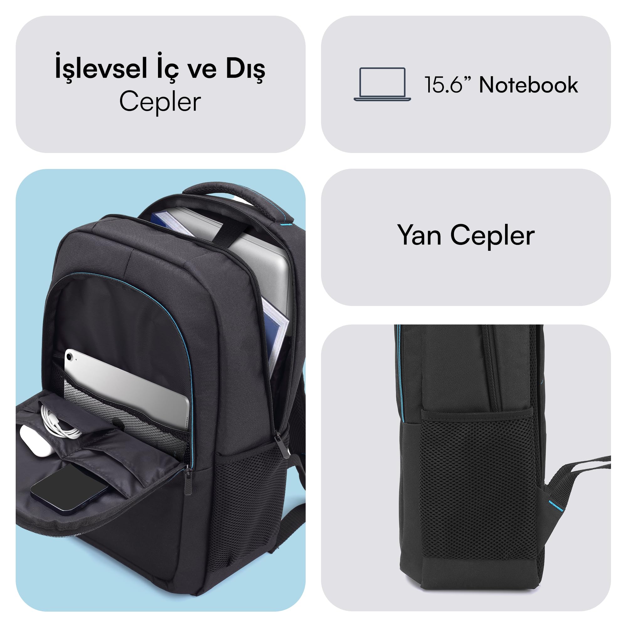 Mack Move MCC-505 Laptop Sırt Çantası, Profesyonel Sırt Çantası, Kadınlar ve Erkekler için Bilgisaya