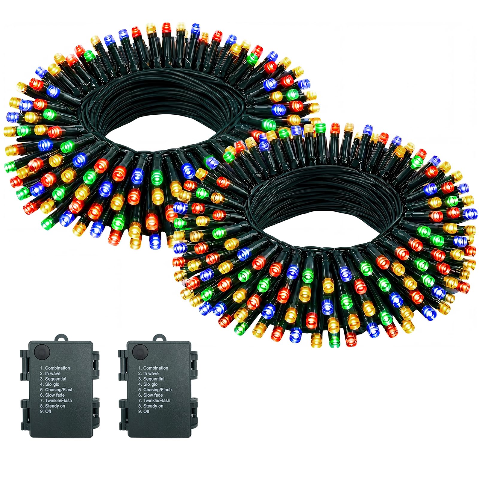 Meision Fairy Lights 10m 100 LEDs 2pcs, Fairy Lights Battery Operated with 8 Modes und Timer, String Lights for Festival Essentials, Room Decor, Party Decorations, Colourful