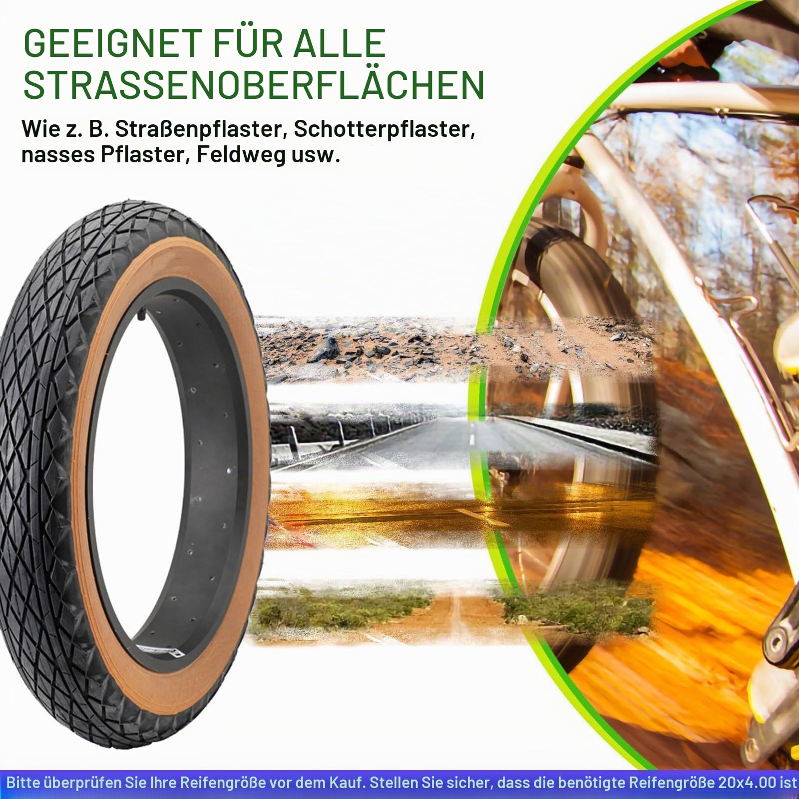 2 Stück 20 Zoll Fat Bike Tire Fett Fahrradreifen 20 x 4.0 (100-599) Zoll Fahrrad Mantel Mid-Friction Kompatibel Ersatz Fahrradreifen für Mountain Snow and Beach Bike | 20 PSI