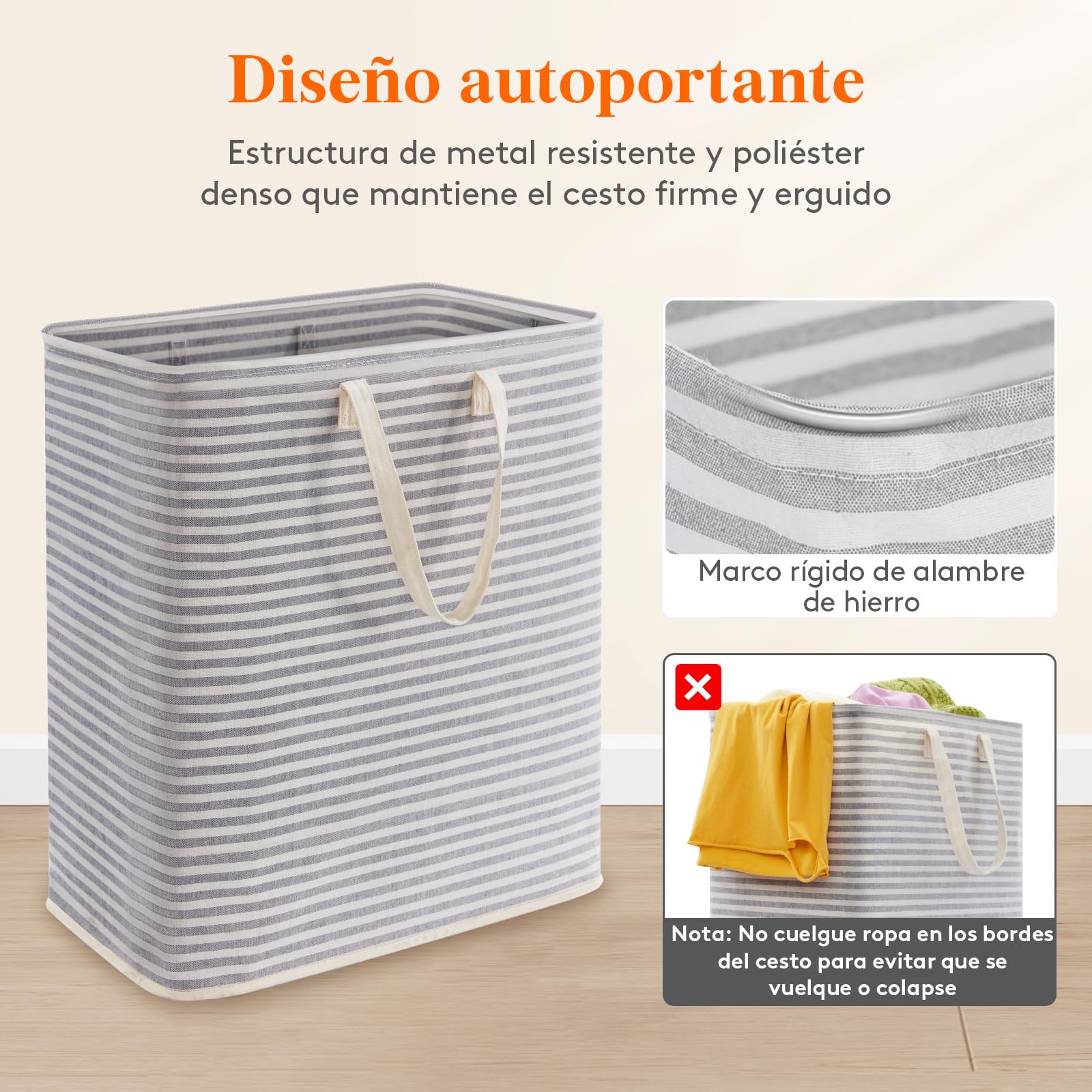 Lifewit Cesto Ropa Sucia Plegable 100L Gris