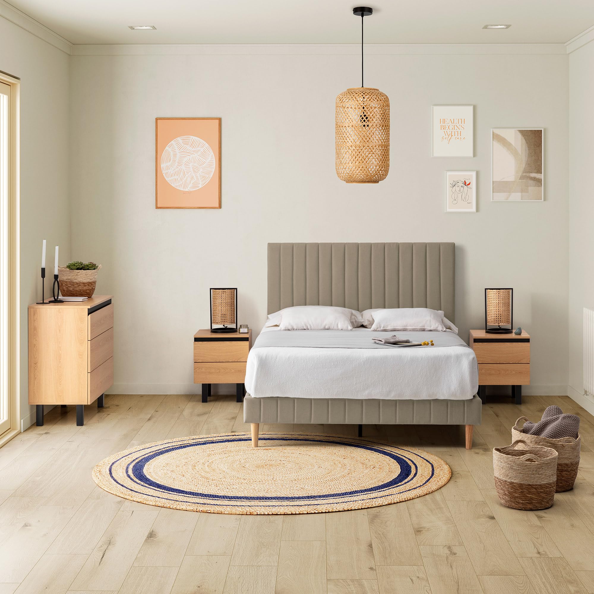 HOMN LIVING Base Imbottita Eris 140x190 cm Beige, 30 cm Altezza