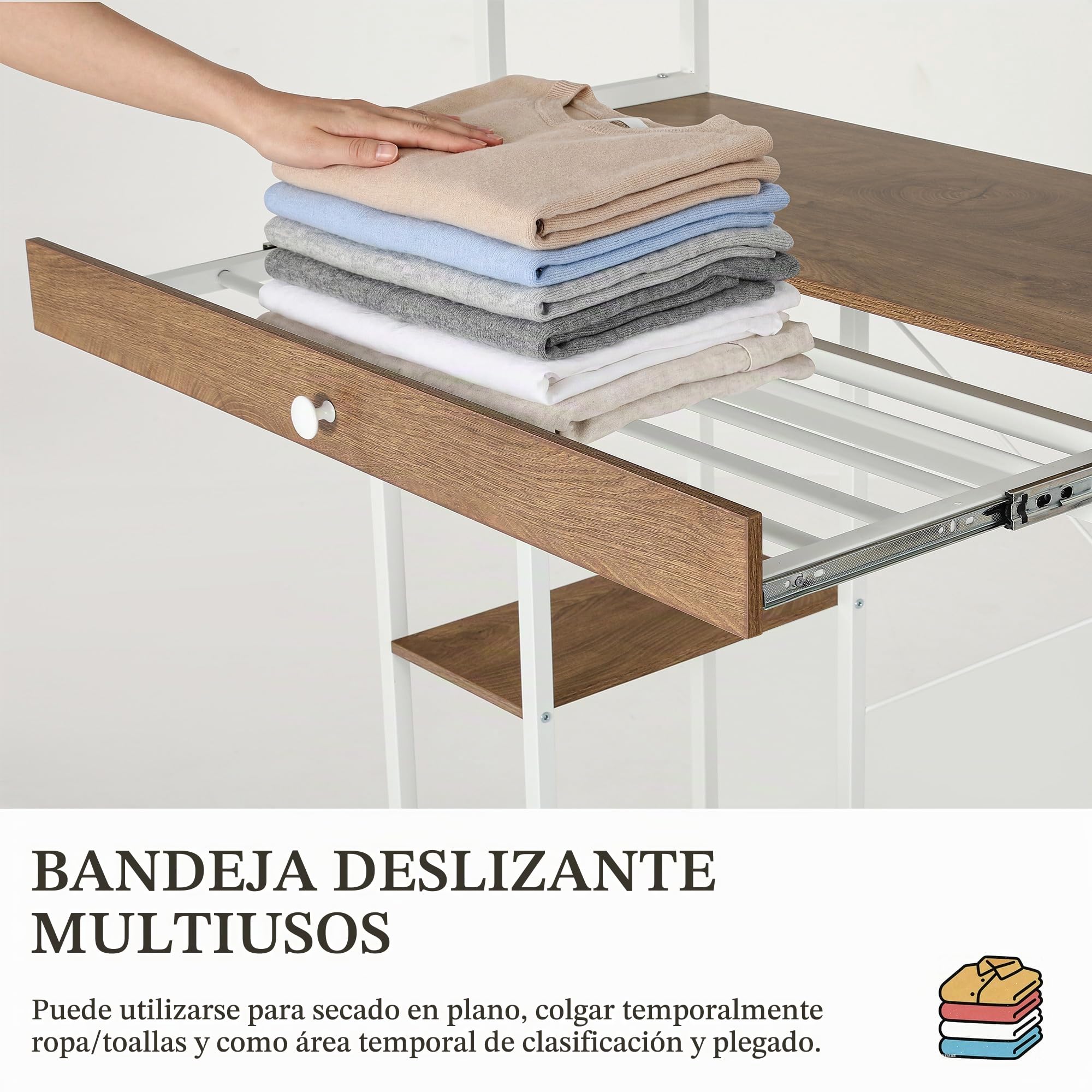 YITAHOME Estantería para Colocar Encima de la Lavadora o del Inodoro, con 3 estantes, diseño arqueado, Fabricada en Metal y Madera, con cajón, 86 x 200 x 40 cm, Color Blanco