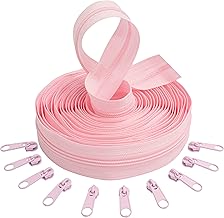AERZETIX - C62505x5-C62582x10 - Kit de cremallera espiral 5m N°3 color: rosa bebé + 10 cursores N°3 no bloqueable color: rosa bebé - en metal - merceria costura ropa