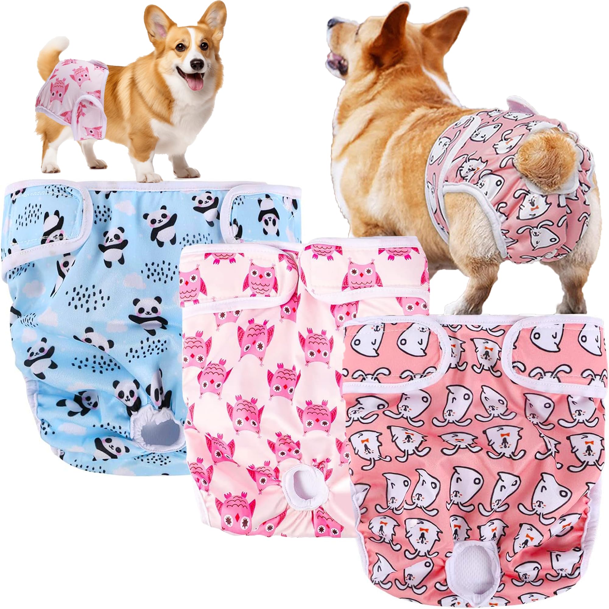 XFLYP 3 Packs Pañales Lavables para Perros, Pañales Reutilizables Altamente Absorbentes para Mascotas, Bragas Higiénica para Perras en Celo, Incontinencia Canina y Viajes De Larga Distancia (XS)