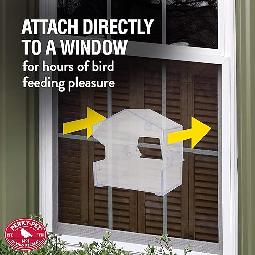 Miniatura 3 de Perky-Pet 345 Comedero transparente para pájaros con ventosas fuertes, capacidad de semilla de 12 lb