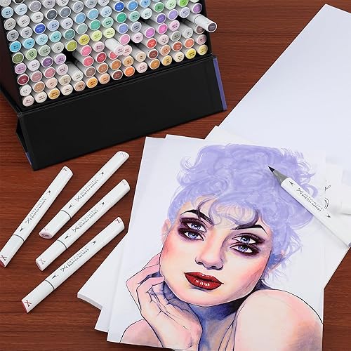 Miniatura 5 de Artfinity Juegos de marcadores de bocetos, vibrantes, profesionales, marcadores de alcohol a base de tintes para artistas, dibujos, estudiantes,