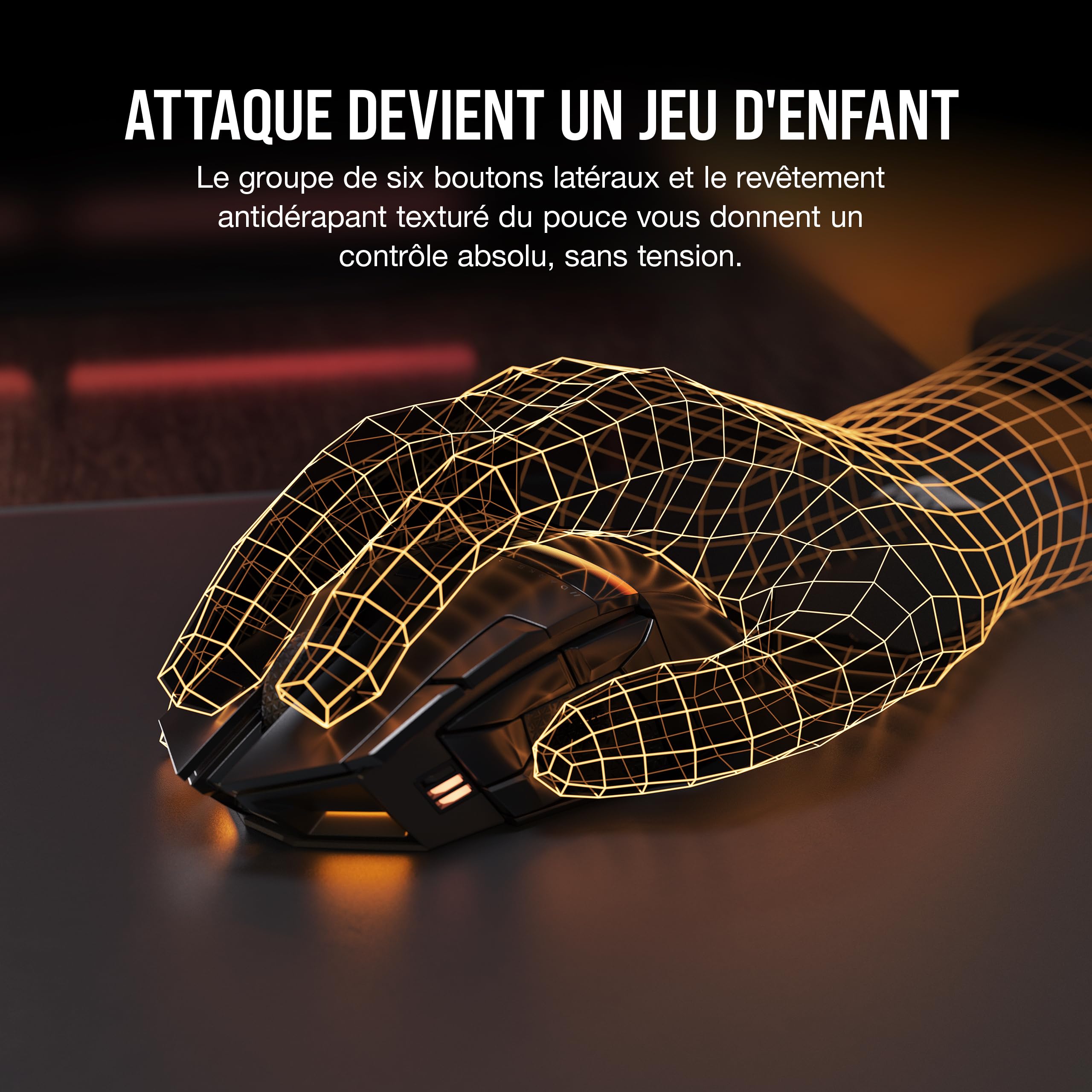 Corsair DARKSTAR RGB Wireless MMO Souris de Jeu - 26 000 DPI - 15 Boutons Programmables - Batterie Jusqu'à 80 Heures - Compatible iCUE - PC, PS5, PS4, Xbox - Noir