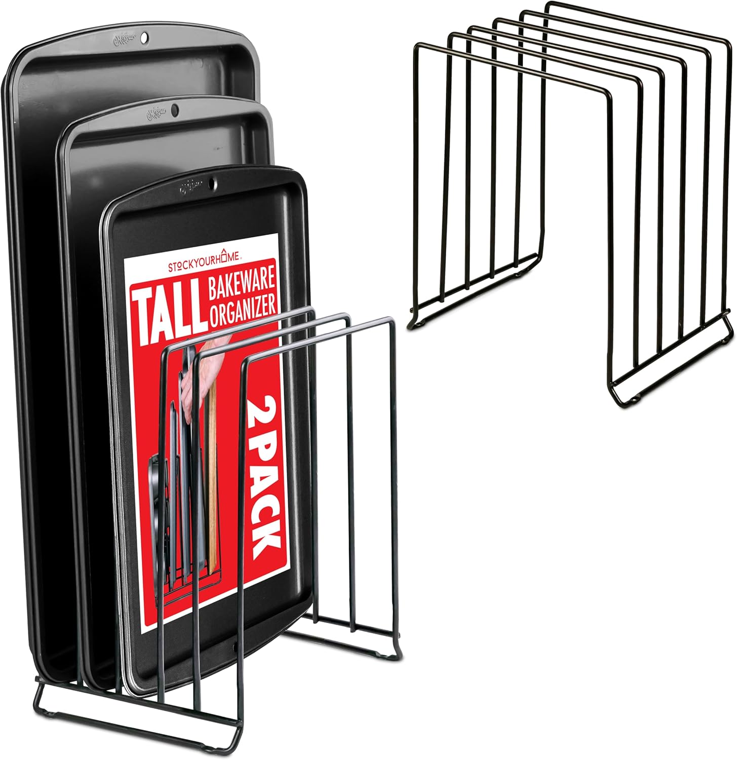 Stock Your Home Black (2 Pack) Extra Tall Steel Baking Pan