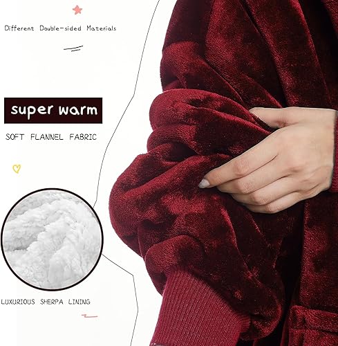 Miniatura 6 de Aemilas Manta con capucha  Cálida sudadera de manta Sherpa como regalo para mujeres adultas, mamá, hombres, talla única