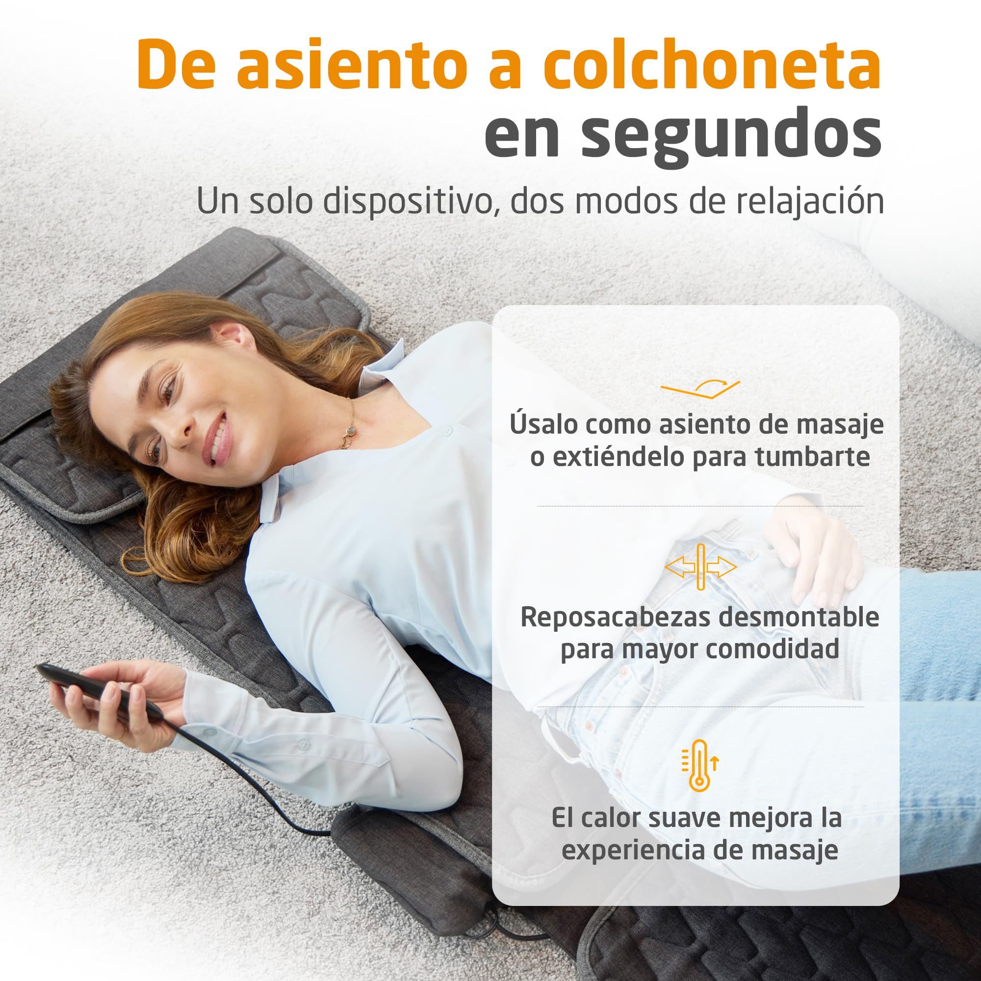 medisana MC 700 funda de masaje Shiatsu, masajeador cervical y para espalda y cuello, esterilla de masaje extrafina y ligera con gran superficie y calor, se puede utilizar tumbado o sentado