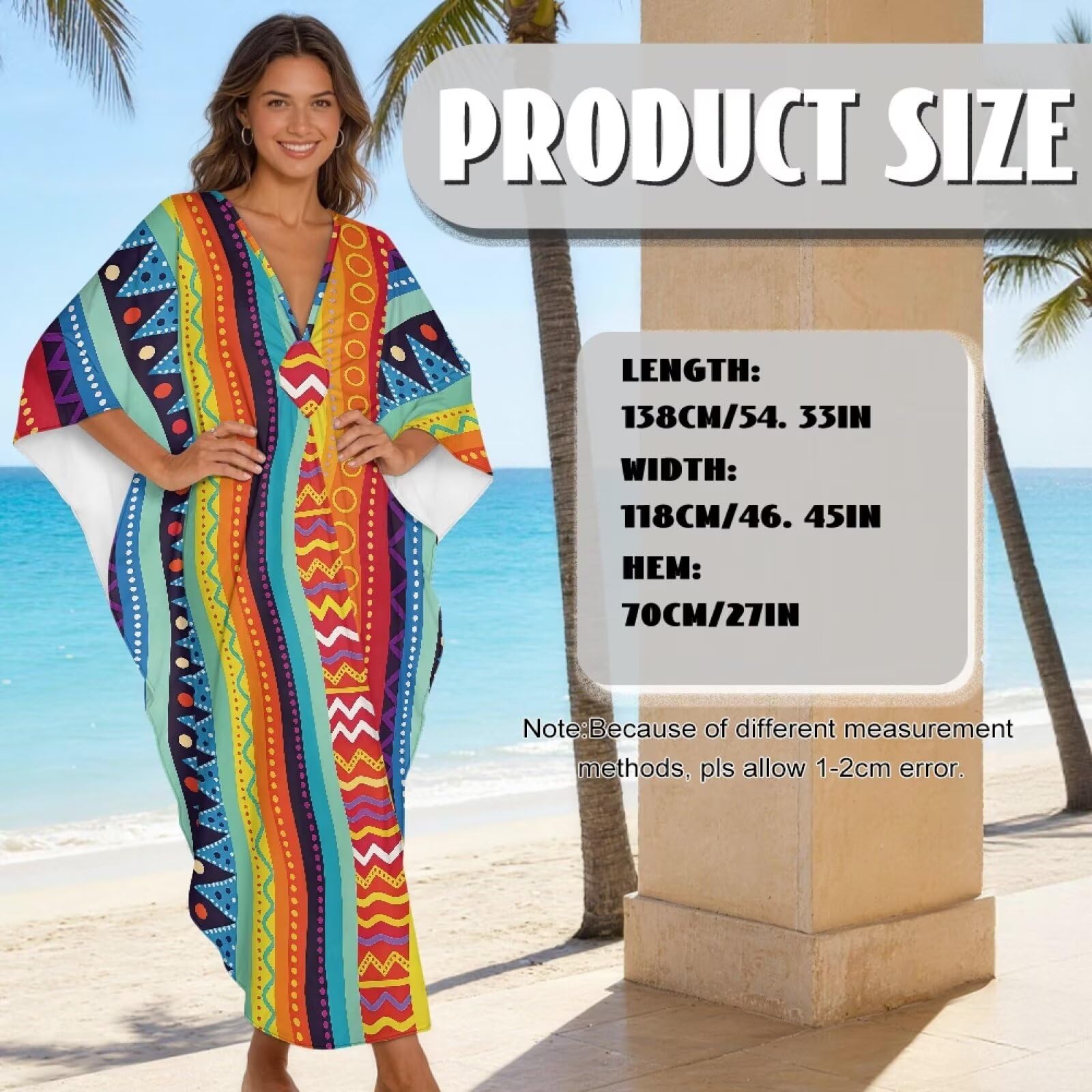 Poceacles Letnia sukienka maxi plus size kaftan sukienka dla kobiet kaftan plaża okrycie strój kąpielowy okrycie na podróż