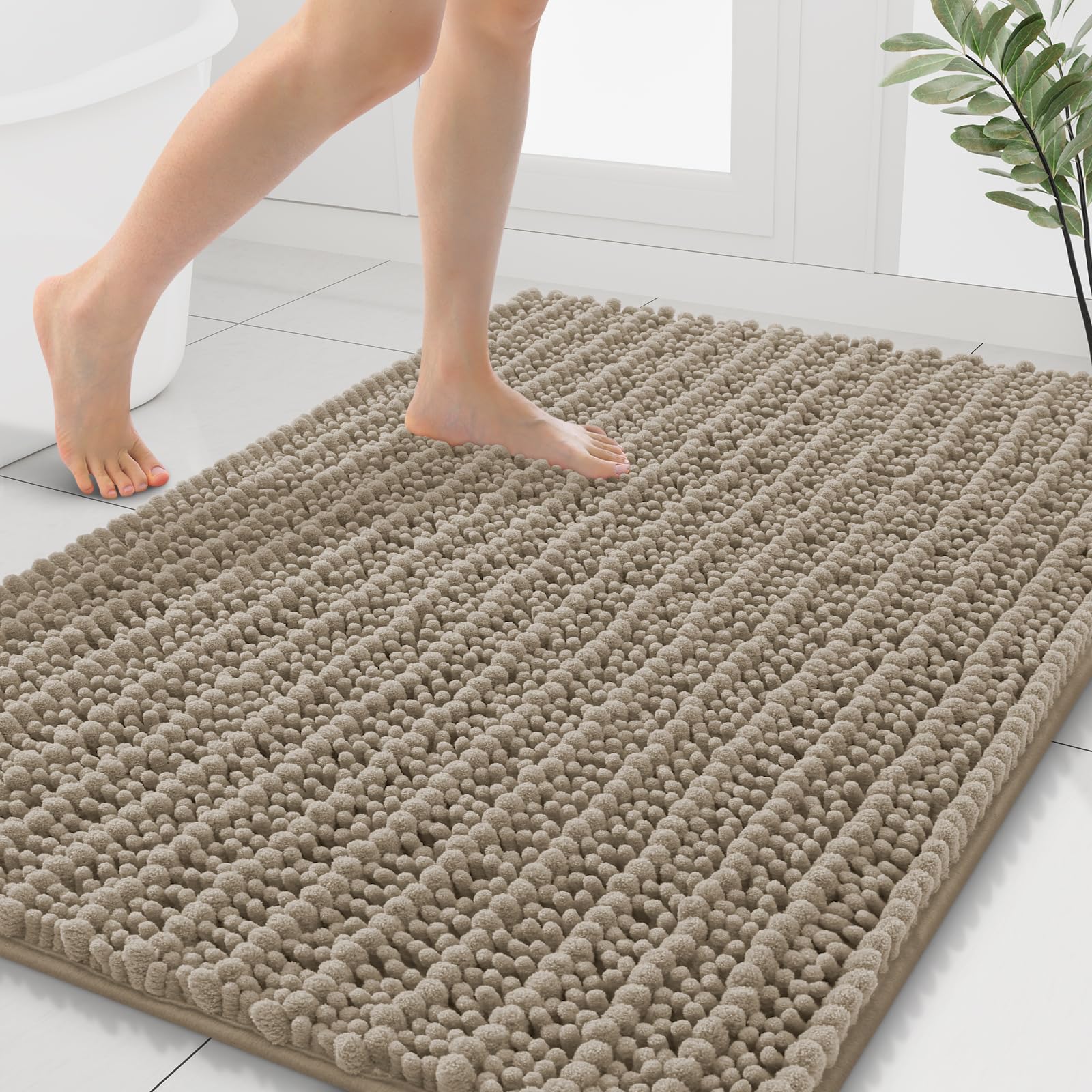 Smiry Bathroom Rugs 40X32, Extra Soft Rubber Backing Chenille Bath Mats