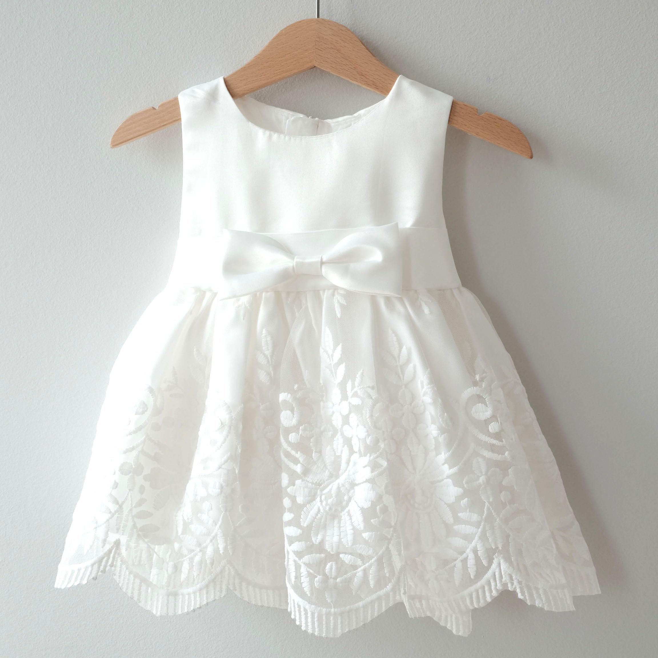 Taufkleid mit Bolero Seiden Satin Baby Mädchen Blumenmädchen Kleid M35