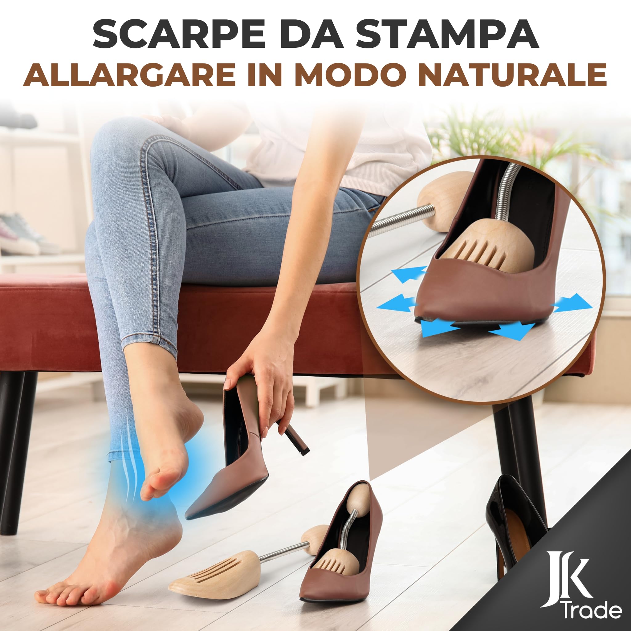 JK Trade® Tendicascarpe da uomo di alta qualità, in legno di loto, per aumentare la forma, per lavoro, taglie 36-48