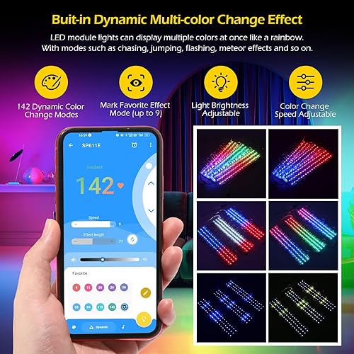 Miniatura 4 de Dyna-Living Luz LED RGBIC de 30 pies para escaparate y luces LED RGB de 200 pies, aplicación Bluetooth y control remoto IR, luces LED impermeables