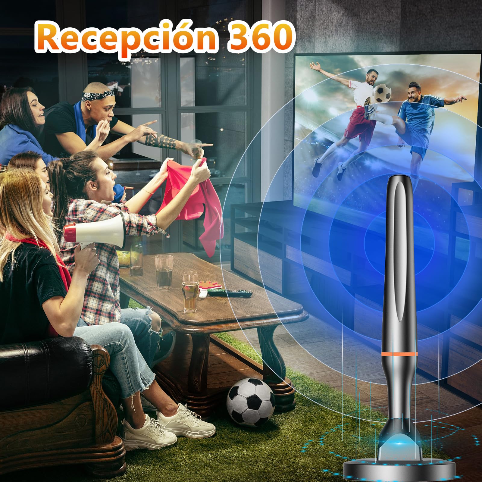 Antenna TV interna 2025, potente antenna TV portatile con amplificatore e base magnetica, 250 KM+ ricezione a lunga distanza, compatibile con 4K 1080P DTMB DVB-T2 DVB-T DVB-T - All TVs