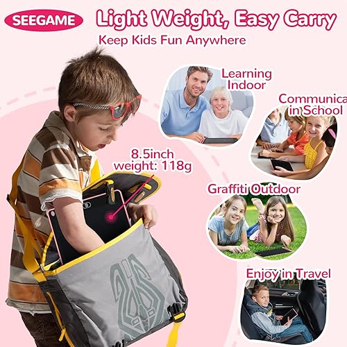 Miniatura 3 de SEEGAEM - Tableta de escritura LCD de 8.5 pulgadas para niños (rosa), tableta de escritura electrónica de dibujo para niñas de 3 a 8 años, tablero