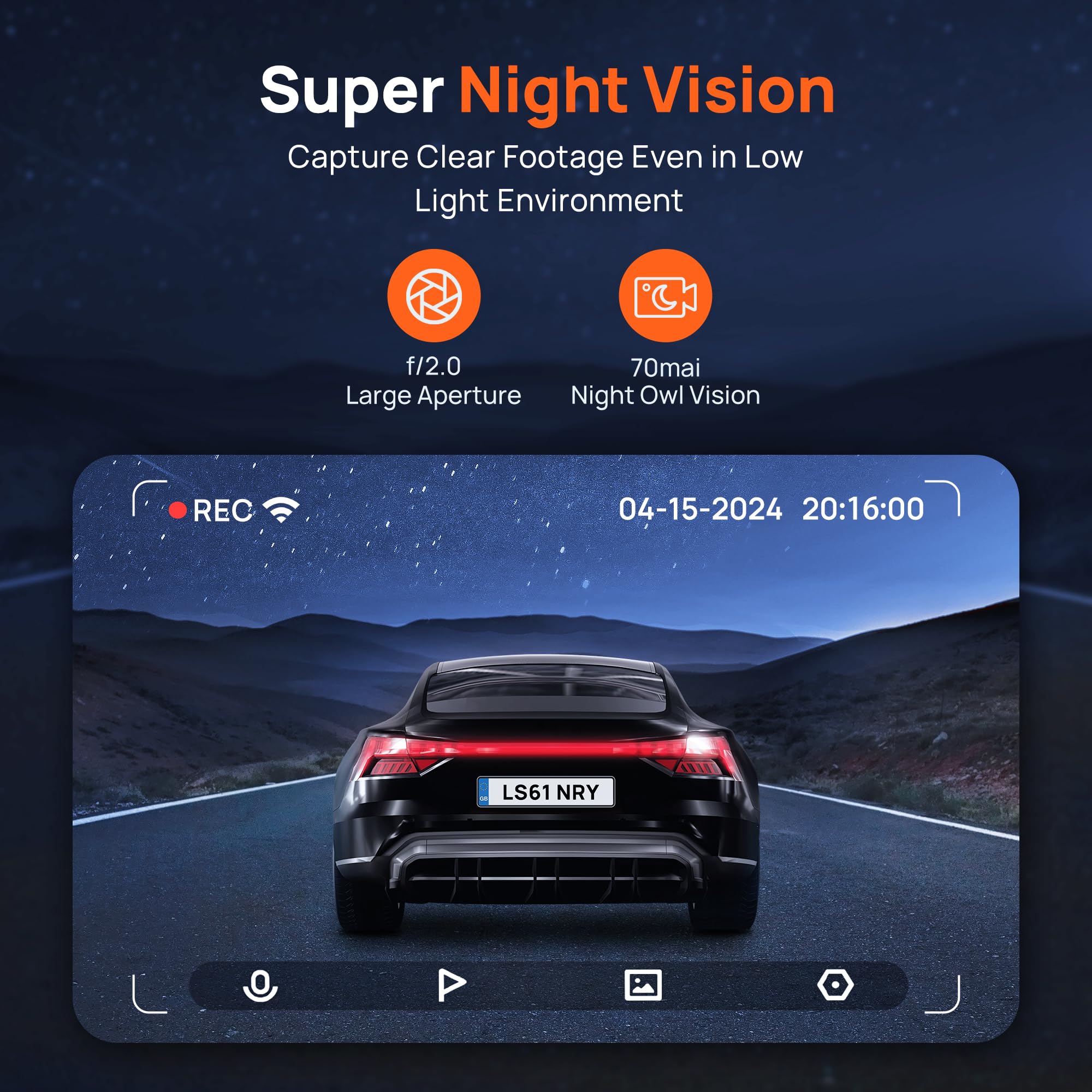 70mai Dash CAM M310 Plus 3K, 1620P Dashcam Auto, WiFi, Visión Nocturna, Detección de Movimiento, Grabación Time-Lapse, WDR, Grabación en Bucle, Modo Aparcamiento, WiFi, App, MAX 256 GB