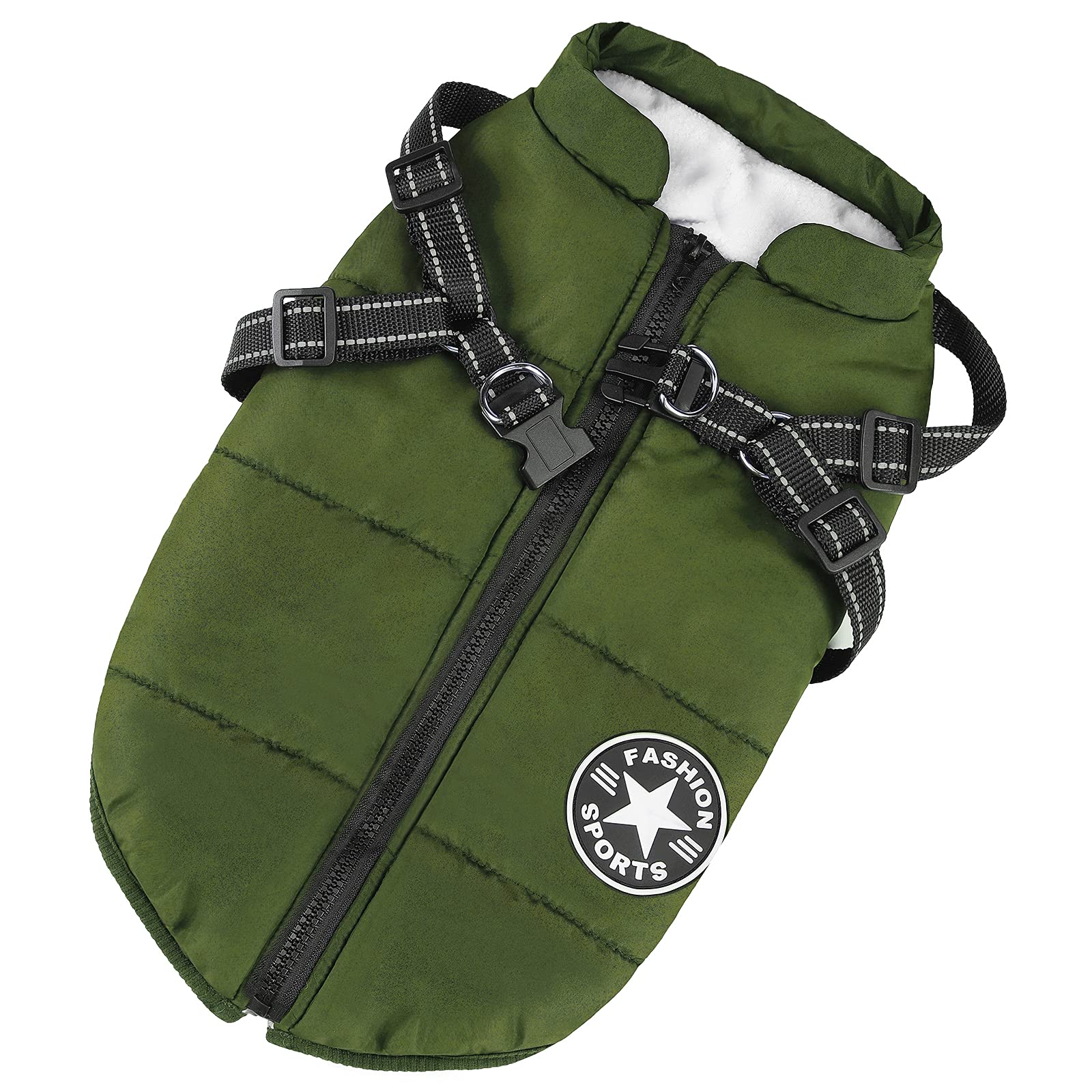 Chaqueta de Invierno para Perros - Clima frío Chaleco para Perros arnés Cachorro Windproof Ropa para Mascotas Invierno Ropa Abrigos Chaquetas,Verde,L