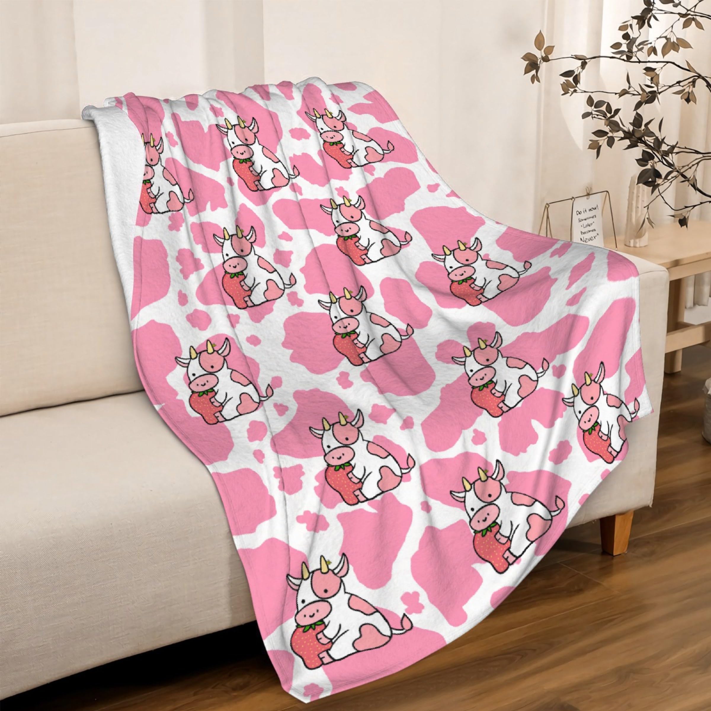 HSEEC Coperta con stampa di mucca, in morbido pile di flanella, leggera, per divano, letto, viaggi, camera da letto, decorazione per bambini, adolescenti, adulti, 101,6 x 127 cm