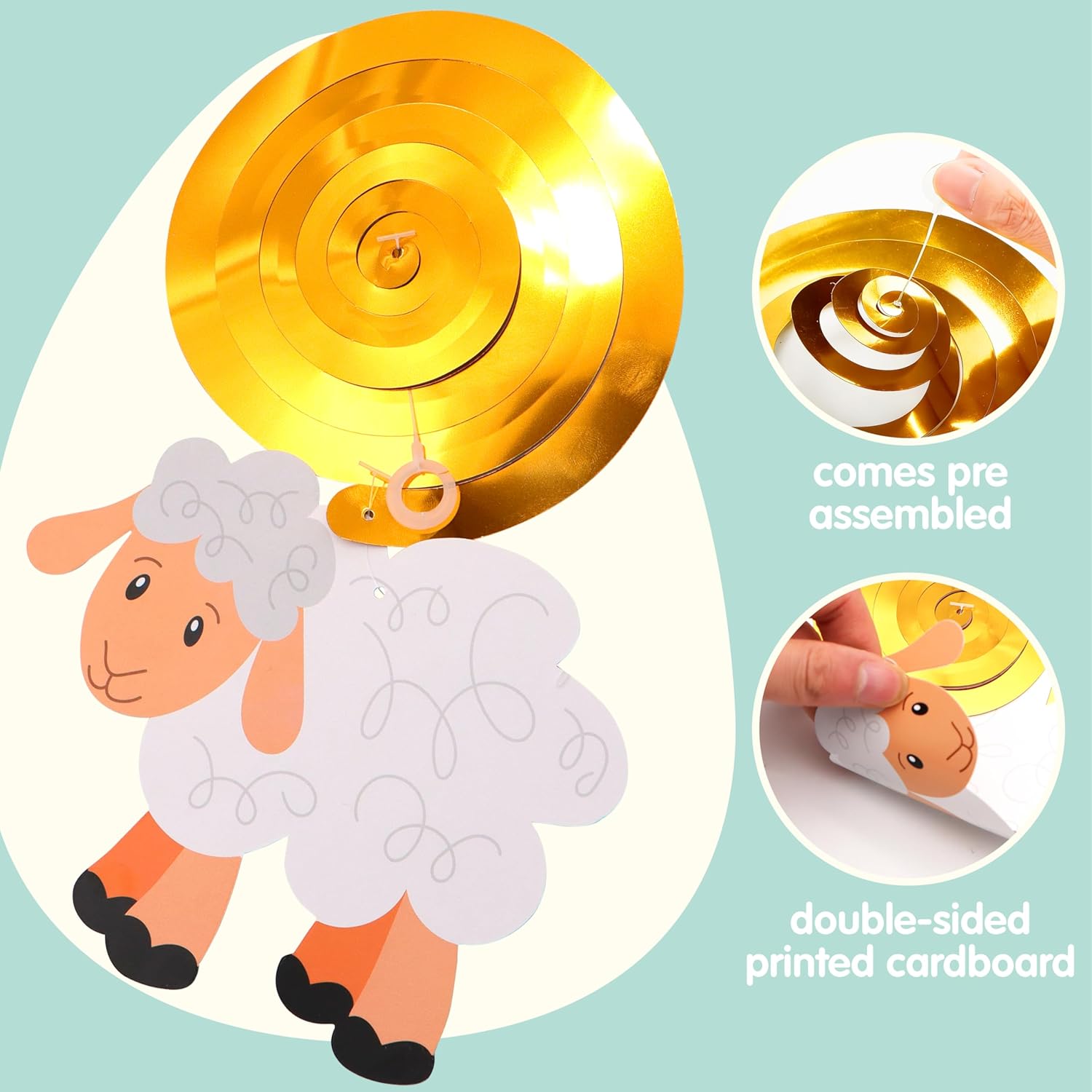 JOYIN 36 PCS Easter Swirl Decor Egg Bunny Foil Party Hanging Decoration Huge Value Kit for Easter Themed Party Home Office Supplies