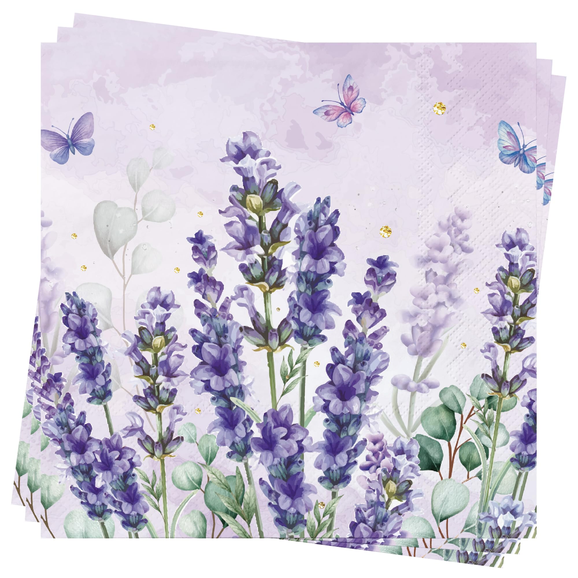 AFYHH Floral Spring Bloom Easter Napkins - 40Pcs Paper Napkins Spring Decorations Flowers Lavender Napkins Serviettes for Afternoon Tea Party Birthday Engagement Baby Shower Bridal 33x33cm