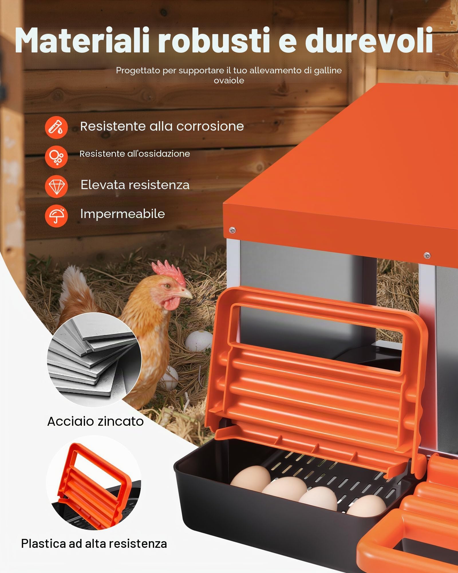 VEVOR Nido con Cassetto di Raccolta Uova per Galline 2 Scomparti con Gambe di Supporto, Facile Raccolta, Acciaio Zincato e Plastica ad Alta Resistenza, Nido per Deposizione di Uova di Gallina