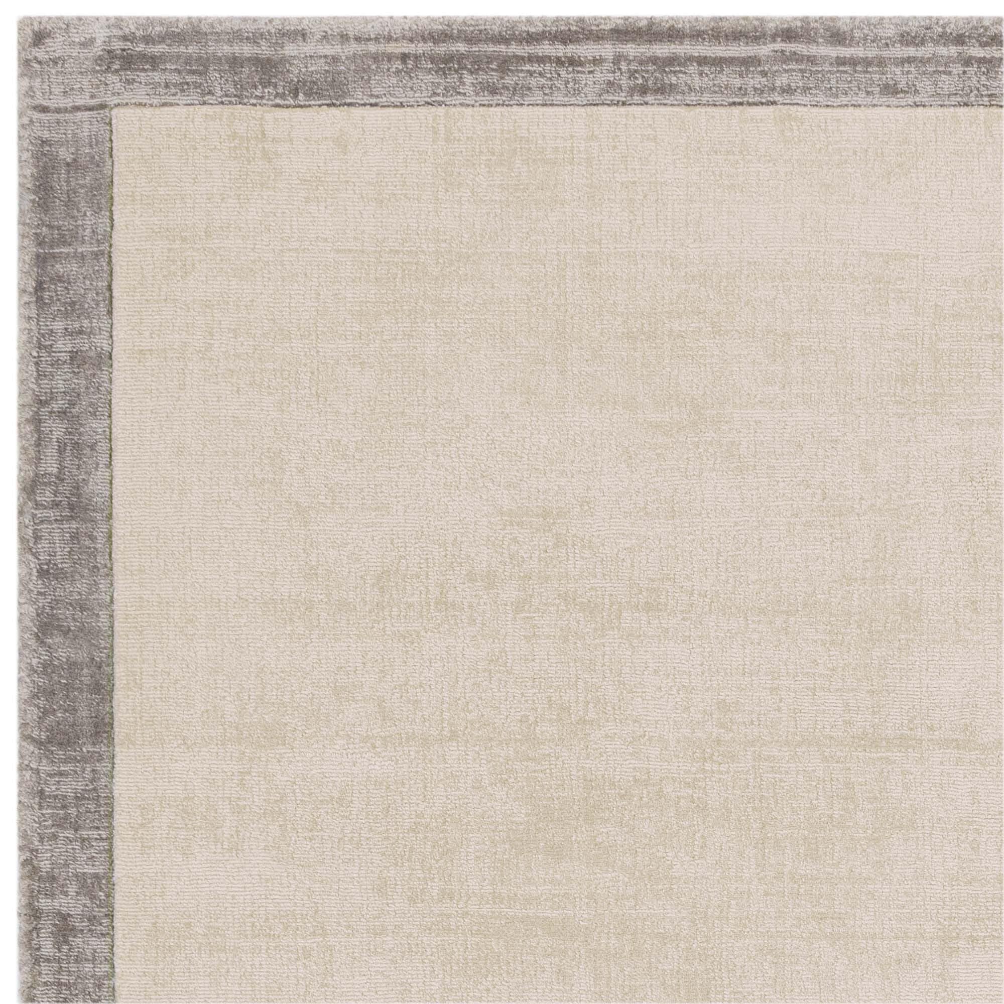 Blade Border - Tappeto in viscosa intrecciata a mano, effetto invecchiato, altamente lucido, lussuoso, morbido come la seta, per soggiorno, camera da letto o salotto, con bordo argento, XL, 200 x 290