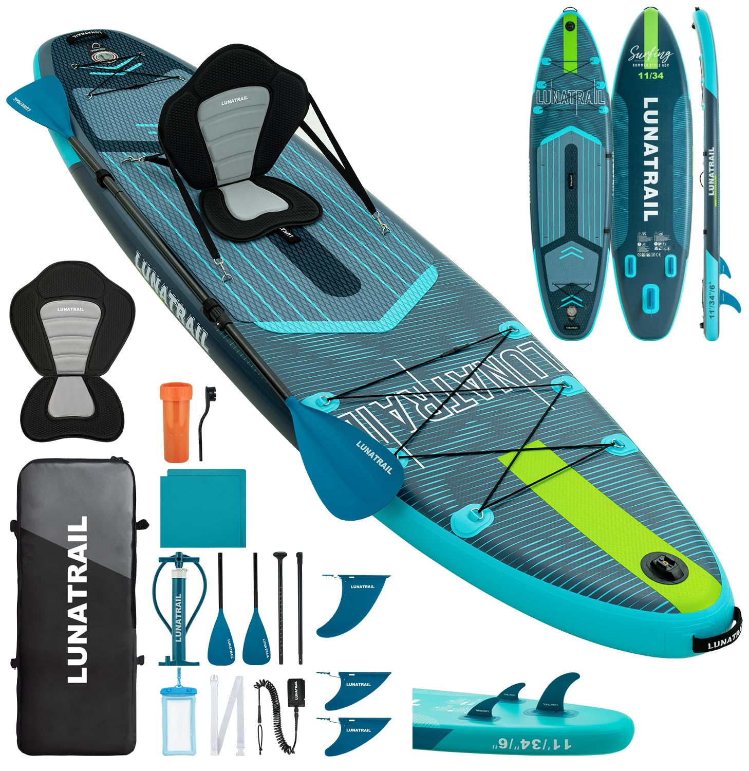 Photo 1 of ?11'×34"? Extra Long/Extra Wide Premium Inflatable Stand Up Paddle Board (SUP) – Portable & Lightweight for Yoga, Surfing, Family Fun | Complete Kit with Paddle, Pump, Bag | Durable Design