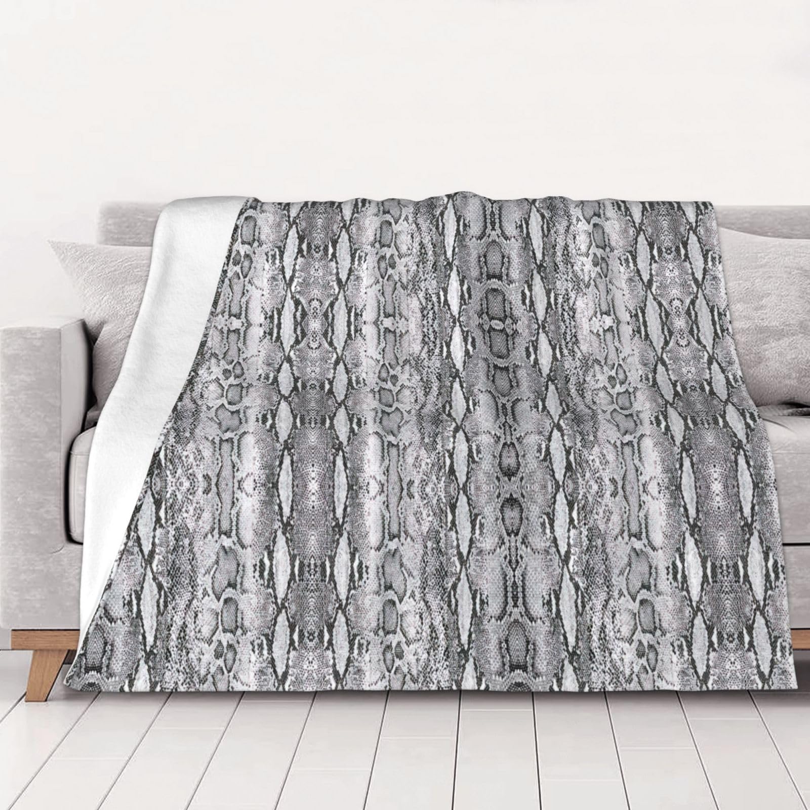 Couverture confortable toutes saisons peau de serpent noir et blanc plaid