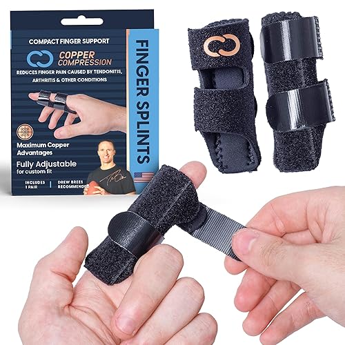 Copper Compression Férula para dedos, soporte de dedo gatillo para artritis, tendinitis, bloqueo de dedos, esguinces y alivio del dolor, férula