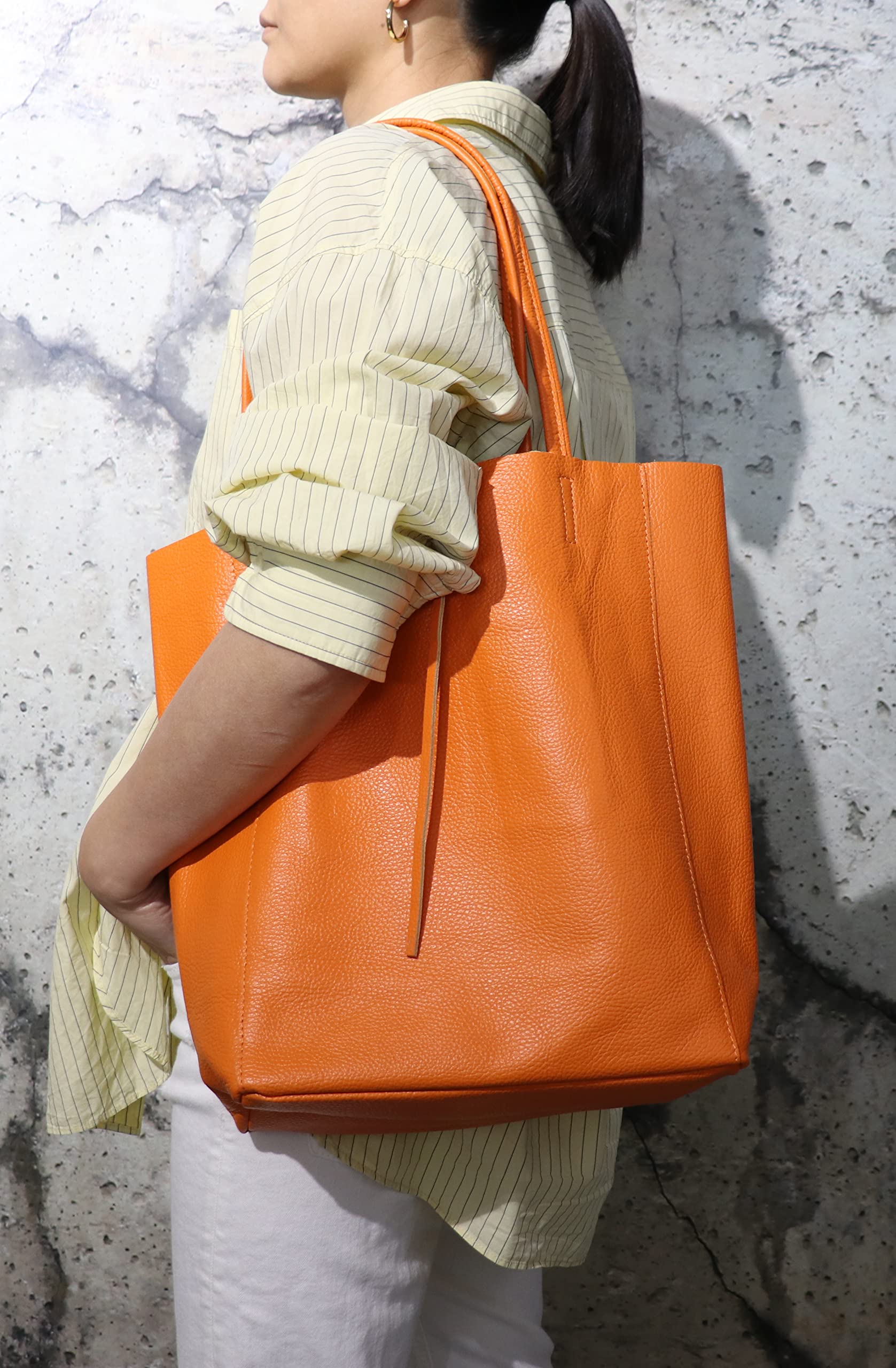 SH Leder ® Damska torba na zakupy z prawdziwej skóry bydlęcej z kieszenią wewnętrzną w wielu kolorach torba na ramię torba z uchwytem 37 x 29 cm Kora G266